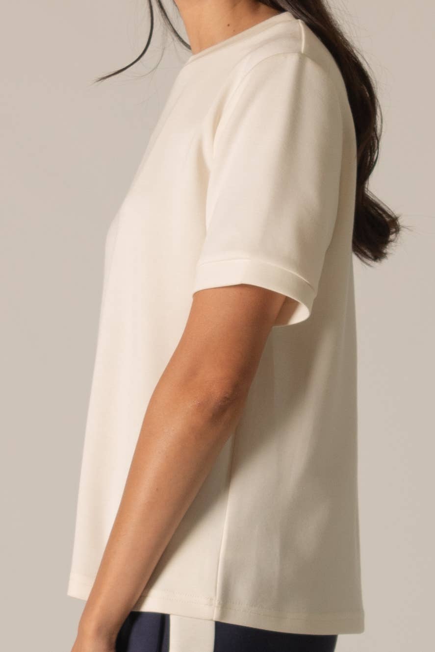 Round Neck Short Sleeve Tee - Ivory