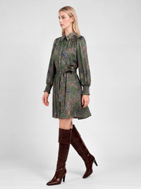 Paisley Printed Mini Shirt Dress